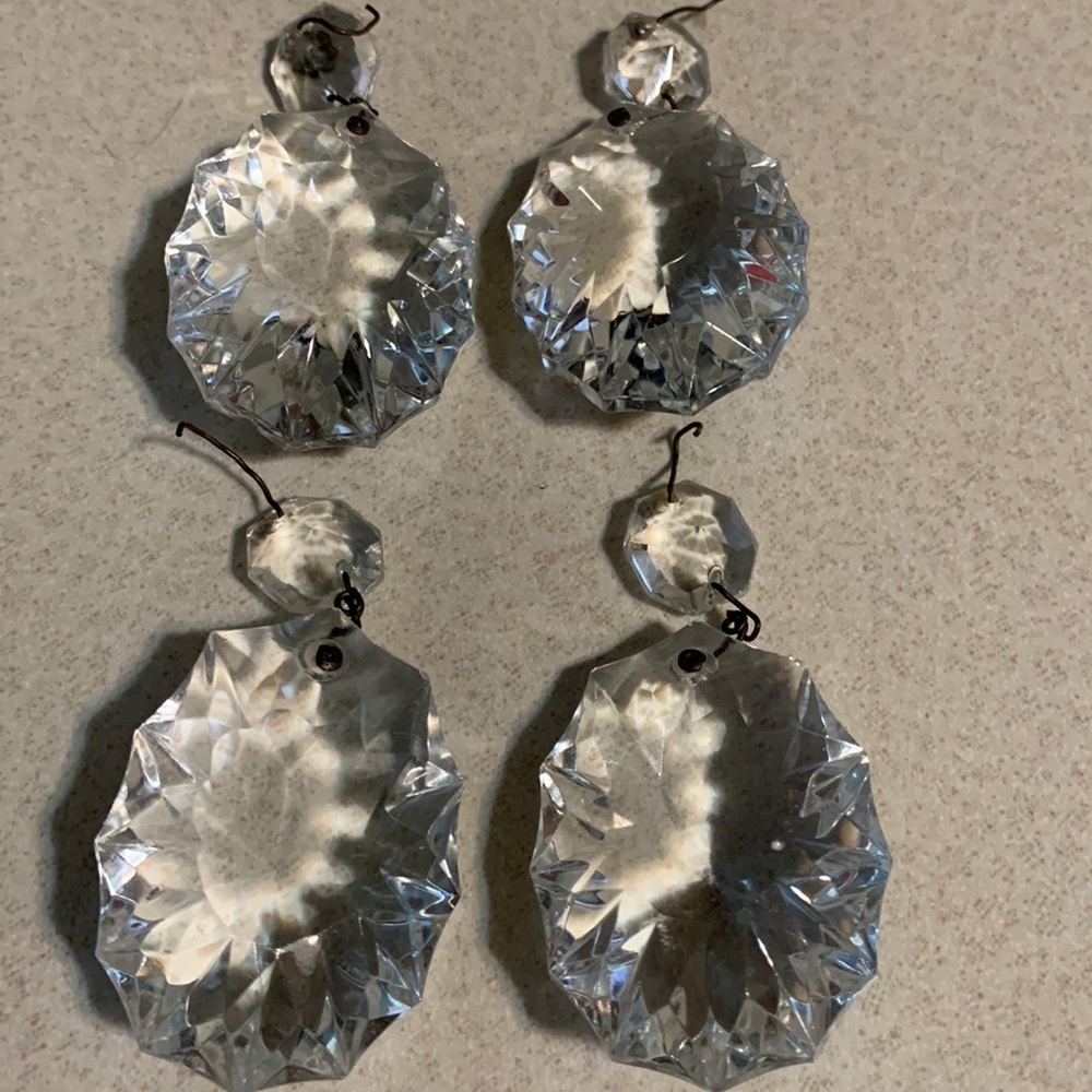 4 large vintage two piece oval crystals (173)